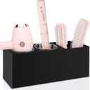 Hair Tool Organizer, Hair Dryer Holder with Heatproof Steel Cups, Acrylic Vanity Organizer for Curling Iron, Flat Iron & Hair Brushes, Perfect for Bathroom (Black, Standard)