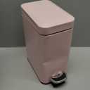 Home Zone Living 1.3 Gallon Small Bathroom Trash Can with Lid and Step Pedal, Stainless Steel Wastebasket with Slim Design for Home and Office, Matte Pink, 5 Liters