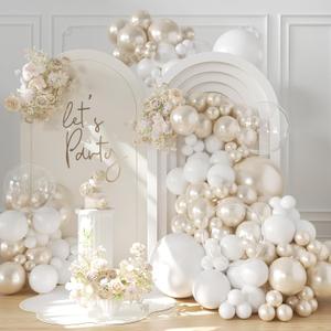 Pearl White Balloon Arch Kit 101Pcs Double Stuffed Pearl Balloons Garland Arch Kit Including Pearl White Clear Balloons for Wedding Bridal Shower Engagement Baby Shower Birthday Party Decorations