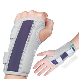 Wrist Brace for Carpal Tunnel Night Support with 2 POM Stays, Wrist Splints Left Hand Stabilizer Adjustable Wrist Support for Tendonitis Arthritis Pain Relief (Lightgrey-Left, M)