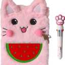 Cat Diary for Girls with Lock and 2 Keys,Kids Journal Notebook Gift Set with Multicolored Pen, 80 Sweet Heart Lined Sheets