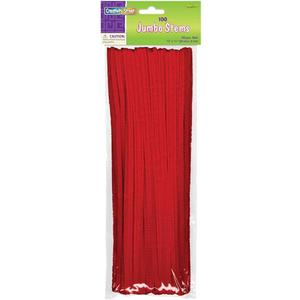 Creativity Street Jumbo Chenille Stems, 12" x 6 mm, Craft Pipe Cleaners, Red, Pack of 100, 2 Pack