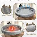 Cat Desk Bed, Cat Hammock for Home Office, 360Rotating & Adjustable Shelf, Removable Comfortable Soft Pet Nest Bed, Modern Unique Kitten Furniture Attachment for Game Tables, Grey