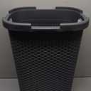 Mind Reader 60L Slim Laundry Hamper, Clothes Basket, Lid, Wicker Design, Plastic, 17.65"L x 13.75"W x 24.15"H, Gray