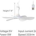 USB Mini Small Ceiling Fan quiet Camping Optional Emergency Portable Outdoor Hanging Gazebo Canopy Dorm Fans Silent For Grow Tent,Hiking,Outages Speed Home Room Battery operated,Power Bank powered