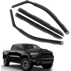 4pcs in Channel Window Rain Guards Fit for 2019-2025 Dodge Ram 1500 Crew Cab New Body Style Durable Truck Window Visors Deflectors Vent Shade Exterior Car Accessories 2020 2021 2022 2023 2024