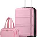Kono Carry On Luggage Airline Approved with Spinner Wheels TSA Lock | 20 Inch Lightweight PC+ABS Luggage with Large Toiletry Bag, Expandable Hardshell Carry On Suitcases,Pink