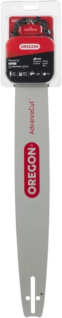 Oregon 584271 Chainsaw Guide Bar & Chain Combo, PowerCut Replacement Bar Length 20" (50cm) with Chain Set, 3/8" Pitch, 0.050" Gauge, 72 Drive Links