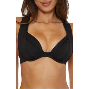 Becca by Rebecca Virtue Women's Standard Color Code Underwire Bikini Top, Adjustable, Swimwear Separates, Black size L