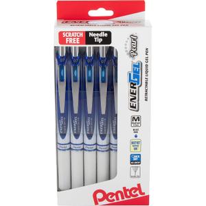 Pentel EnerGel PEARL Retractable Liquid Gel Pen, 0.7mm Medium Line, Needle Tip, Blue Ink, 12 Pack Window Box