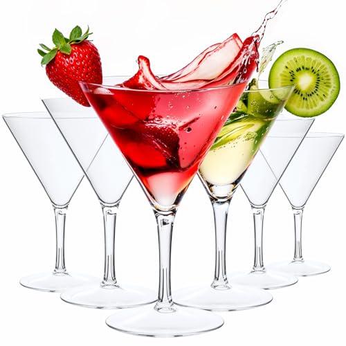 Liacere Martini Glasses Set of 6-11 oz Clear Plastic Martini Cocktail Glasses with Stem-Reusable Cocktail Glasses for Bar,Margarita,Whiskey,Gin,Tequila,BPA-Free, Dishwasher-Safe-Clear-Mother's Day