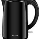 Secura Original Stainless Steel Double Wall Electric Water Kettle 1.8 Quart with Auto Shut-Off & Boil-Dry Protection, Black Onyx SWK-1701DA/HB-3227B
