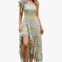 GRACE KARIN Womens Summer One Shoulder Sleeveless Dresses Floral Flowy Ruffle High Low Wedding Guest Maxi Sundresses 6