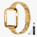 Slim Watch Band Compatible with Apple Watch 42mm  Metal Stainless Steel Watchband Suitable for iWatch 10/9/8/7/6/5/4/3/2/1/SE Series Women Luxury Strap, Gold
