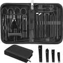 Manicure Set Professional Nail Clipper Kit-26 Pieces Stainless Steel Manicure Kit,Nail Care Tools with Luxurious Travel Case Nail Grooming Kit Present for Men Husband Boyfriend Parent (Black)