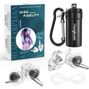 2 Pairs Concert Ear Plugs, Hearprotek Reusable High Fidelity Noise Reduction Music Ear Plugs for Ear Protection-Soft Hearing Protection Earplugs for Concerts, Musicians, Events (Petite Size) (Black)