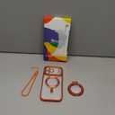 Meifigno Designed for iPhone 17 Pro Max Magnetic Case with Removable Phone Ring Stand, Glitter Card & Wrist Strap, Compatible with MagSafe, Built in Mirror, Phone Ring Holder + Case Kit, Orange