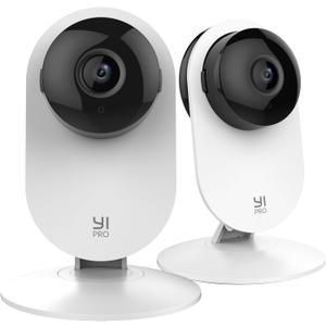 YI Pro 2K Home Security Camera, 2.4Ghz Indoor Camera with Person, Vehicle, Animal Detection, Phone App for Baby, Pet, Dog Monitoring, Compatible with Alexa and Google Assistant 2 Pack