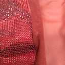 CAR PASS Bling Diamond Burgundy Leather Car Seat Covers Full Sets Interior Sets, Waterproof Shining Glitter Sparkly Crystal Universal Armrest Fit Automotive Truck SUV Cute Women Girl, Red Rhinestone