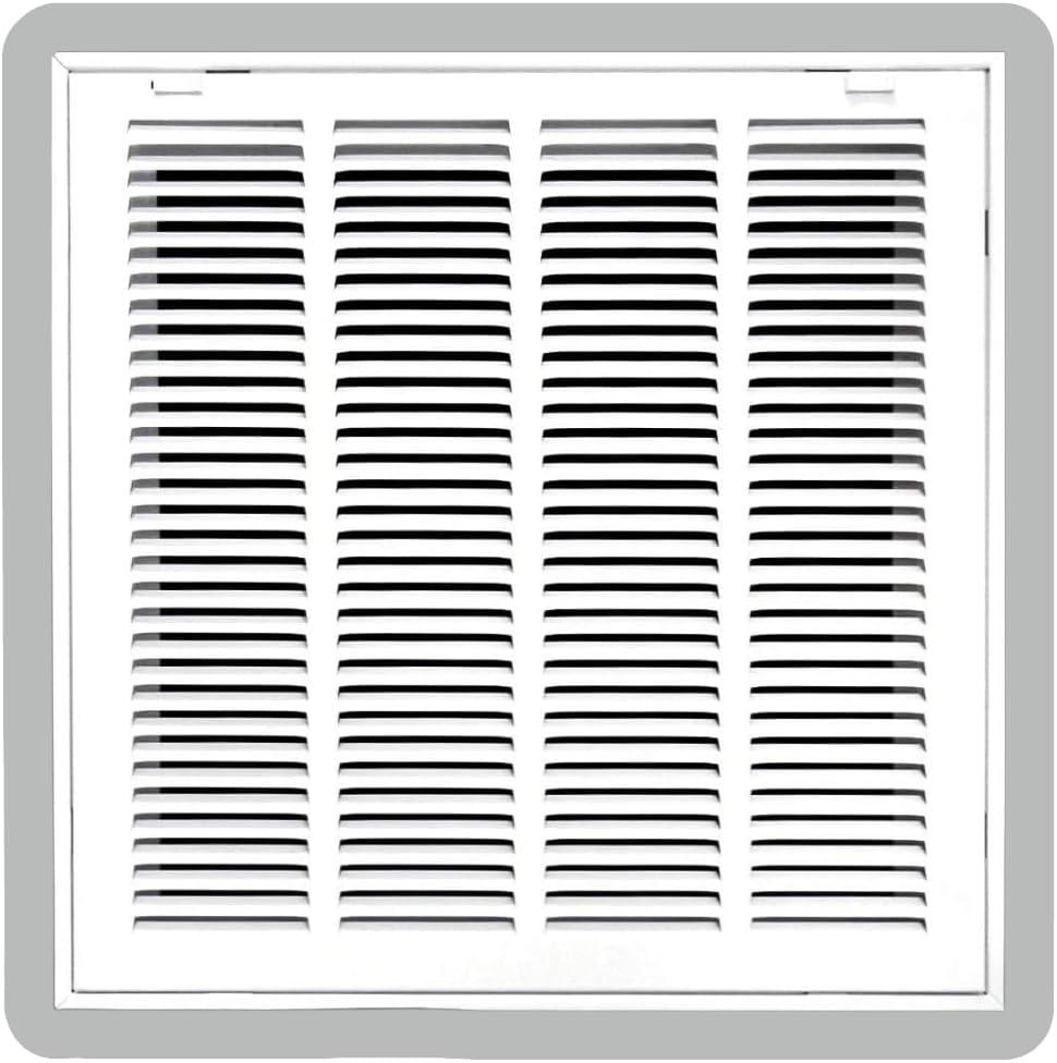 16" X 16" Return Air Filter Grille - Filter Included - Easy Plastic Tabs for Removable Face/Door - HVAC VENT DUCT COVER - White [Outer Dimensions: 18 5/8"w X 18 5/8"h]