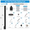 36" Black Side Mount Cable Railing Post for Decks, 1 Pack, RG71