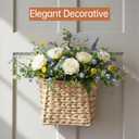 Coeusy Wicker Hanging Basket,Woven Hanging Wall Basket for Organizing and Decor,Natural Water Hyacinth Wall Mounted Storage Baskets for Farmhouse Home,Door,Entryway,Flower,Mail,Plant,Set of 2