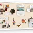 Miratino Large Bulletin Board 30x20 inch with Linen Cork Boards Wall Decor Hanging Pin Wood Framed Display Bulletin Cork Photo Picture Board Light for Room School Office 20-Pushpin Vintage White