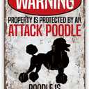 Vintage Metal Tin Signs, Funny Metal Beware of Dog Signs, Beware of Poodle Sign, Gift for Poodle Lovers, Courtyard Porch Decor, Funny Yard Sign, Aluminum Pet Decor, 11.8 * 7.9Inch, 7.8*11.8 inches