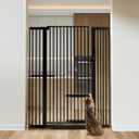COMOMY 55.1" Extra Tall Pet Gate, 29.5-43" Wide with Adjustable Cat Door, Black