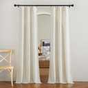 NICETOWN Flax Linen Living Room Curtains 90 inches Long, Rod Pocket & Back Tab Semi Sheer Linen Drapes Privacy Added with Light Filtering for Bedroom/Living Room, Natural, W42 x L90, 2 Panels