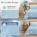 Amlie Home Waffle Cooling Comforter Queen Size, Q-Max 0.45 Reversible Lightweight Cooling Blanket for Hot Sleepers, Breathable Bedding for Night Sweats, 90"x90", Sky Blue