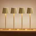 LUTEC 4 Pack Cordless Table Lamp,6000mAh Rechargeable Battery Operated Desk Lamp,Two Adjustable Heights,Waterproof, Touch Control & 3 Color Stepless Dimming for Restaurant/Bedroom/Bars/Outdoor (Gold)