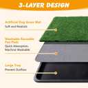 Dog Grass Pad with Tray, 35x23in Dogs Potty Tray with 2-Pack Replacement Artificial Grass and 2 Washable Reusable Pee Pads ,Dog Litter Box for Pet Training,Indoor Portable Pottys Pet Toilet