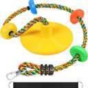 Climbing Rope Tree Swing with Platforms and Disc Swing Seat Set Outdoor Playground Accessories for Kids Including Hanging Strap & Carabiner Rope Swings for Tree Kids Swing Set Accessories