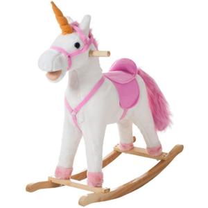 Rocking Horse - Soft and Plush Ride-On Unicorn with Sturdy Wooden Base - Hand-Crafted Toy Rocker for Toddlers Ages 3 and Up by Happy Trails (White)