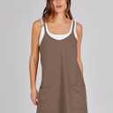 ANRABESS Women Athletic Dress Summer Tennis Workout Built in Shorts (Brown, M)
