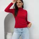 2025 Women's High Neck Long Sleeve Knitted Sweater, Fashionable Women's Long Sleeve Pullover Sweater (Red, M)