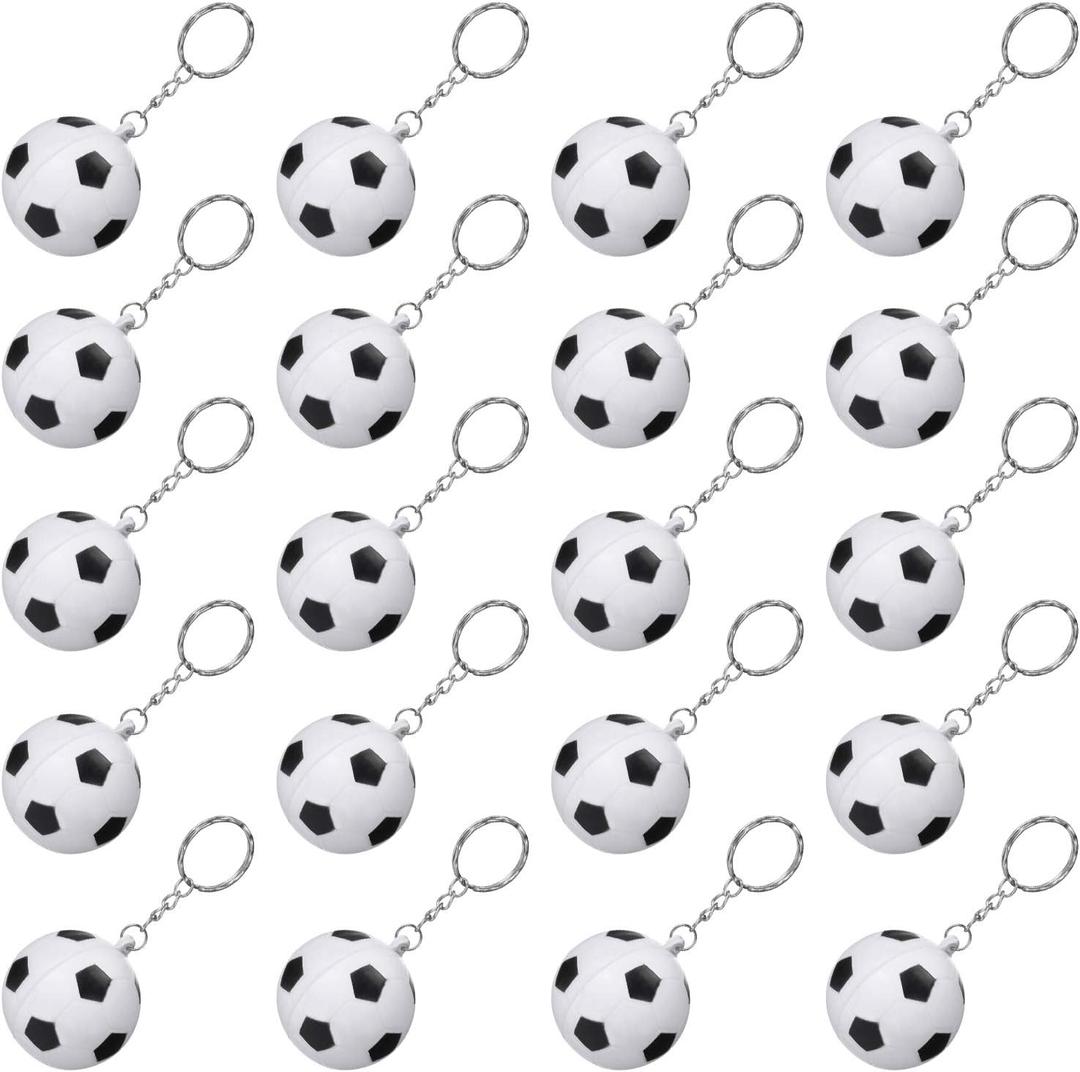 20 Pack Soccer Keychains Soccer Stress Ball Sports Ball Keychain for Party Favors Key Chain for Boys School Carnival Reward Party Bag Gift Fillers