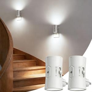 fesnne Night Light, LED Night Lights Plug into Wall, [2 Pack] White 0-100LM Adjustable Brightness Light Sensor Plug in Night Light for Hallway, Bathroom,Adult