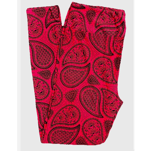 LuLaRoe TC Leggings Paisley Floral Black on Red Size 12-18 , Pack Of 3