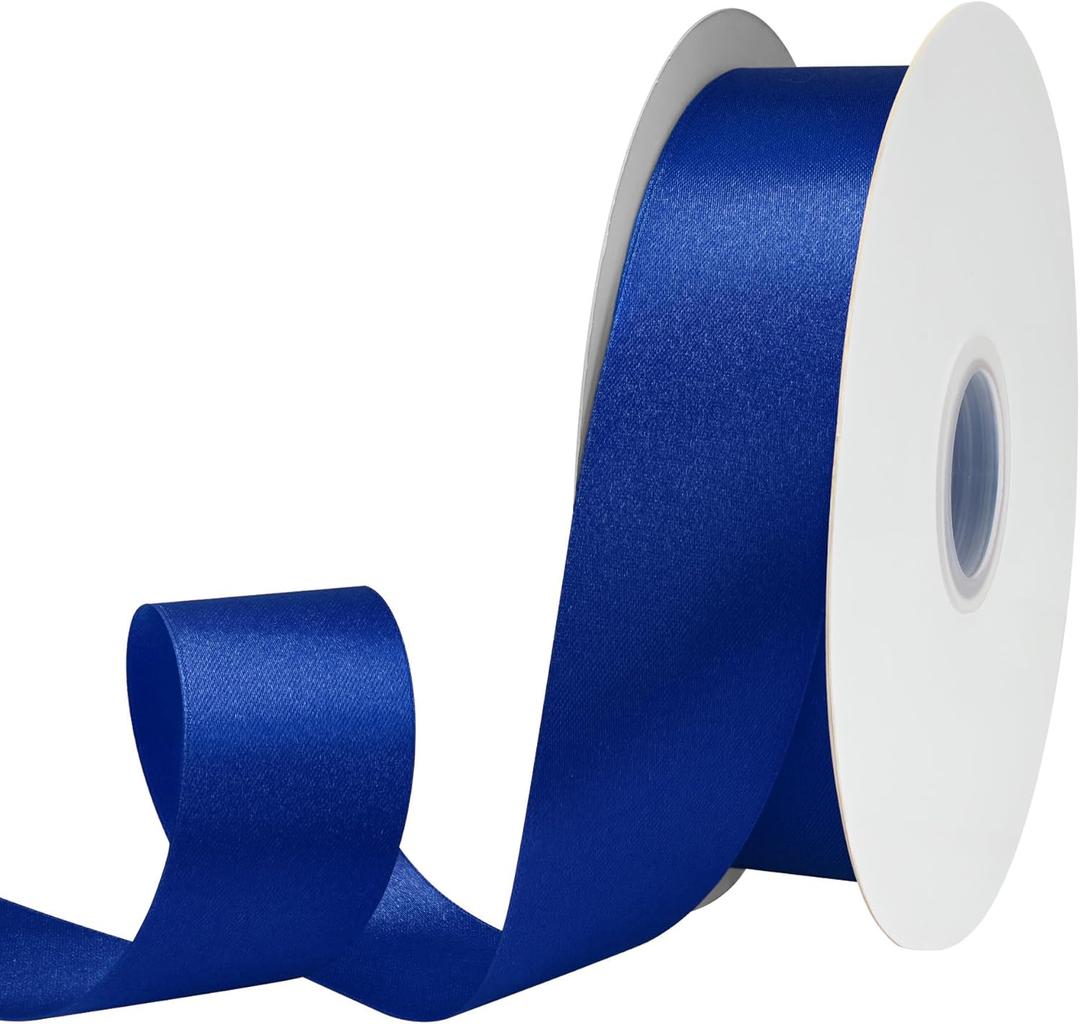 1-1/2 Inch x 100 Yards Ribbon Double Face Navy Blue Satin Ribbon Polyester Fabric Ribbon  Ideal for Gift Wrapping Crafts Wedding Decor Hair Bow