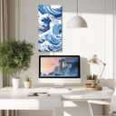 Great Wave Decor Japanese Canvas Wall Art Seascape Picture Asian Landscape Canvas Prints Blue Poster Kanagawa Artwork for Living Room Bedroom Home Decor Framed - 12.00"x24.00"