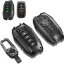 Mech Style Heavy Metal Key Fob Cover for Toyota Tundra 2022-2025 2026, 2025 2026 Camry, Corolla Cross Tacoma 4Runner Sequoia Grand Highlander etc, Zinc Alloy Key Case Protector, 4 Buttons, Gunmetal