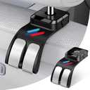 2 PCS Car Headrest Hook Safe Foldable Hidden Seat Hooks, Strong Load Capacity ABS Seat Hanger for Purse Bag Bottle Storage Organizer, for BMW 3 4 5 X1 X3 X5 Accessories with Sporty 3-Color Logo