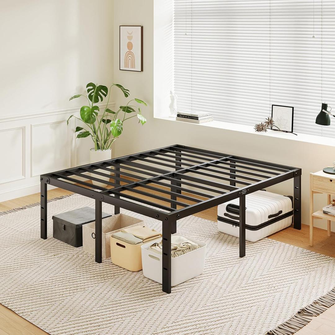 AGXI 20 Inch Queen Bed Frame No Box Spring Needed Heavy Duty Metal Tall Platform Bed Frame Queen Size with Large Storage Space, Easy Assembly Strong Bearing Capacity, Noise Free