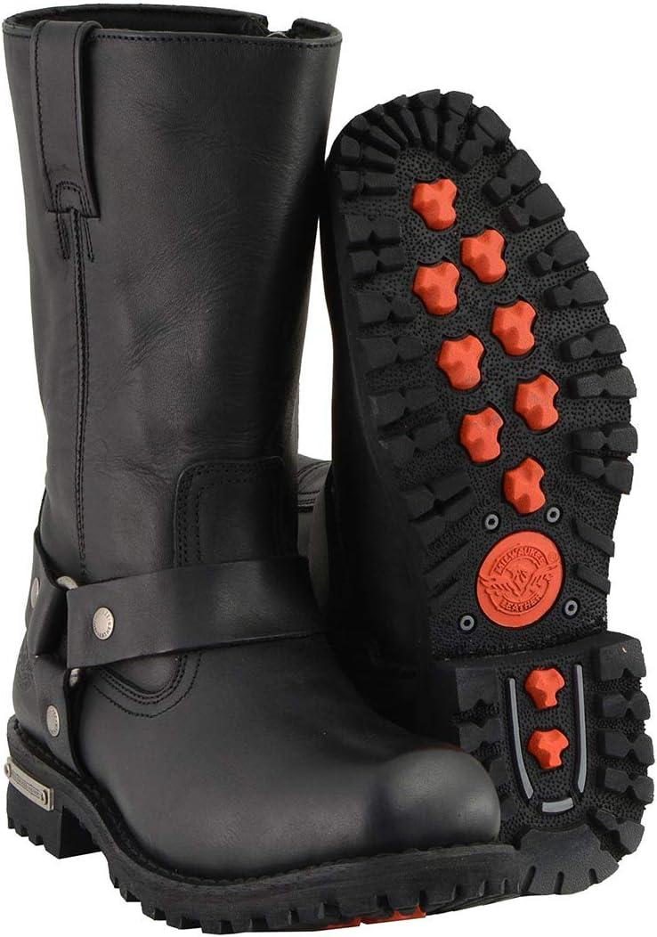 Milwaukee Leather Men's Classic Black Leather 11-Inch Square Toe Motorcycle Harness Boots MBM131, 11