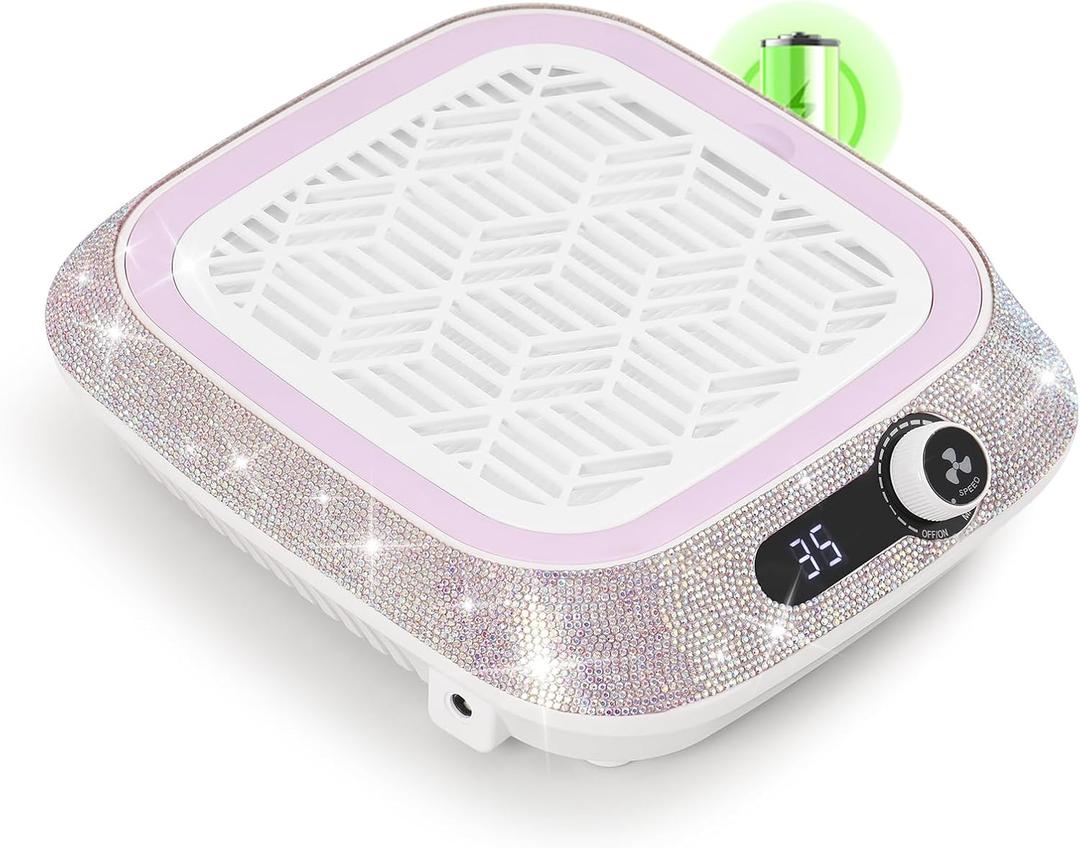 Rechargeable Nail Dust Collector, 450Pa Suction & 3500 RPM Cordless Dust Collector Nail Tech, Compact Beginner-Friendly Salon Tool with Reusable HEPA Filter Salon & Home Use