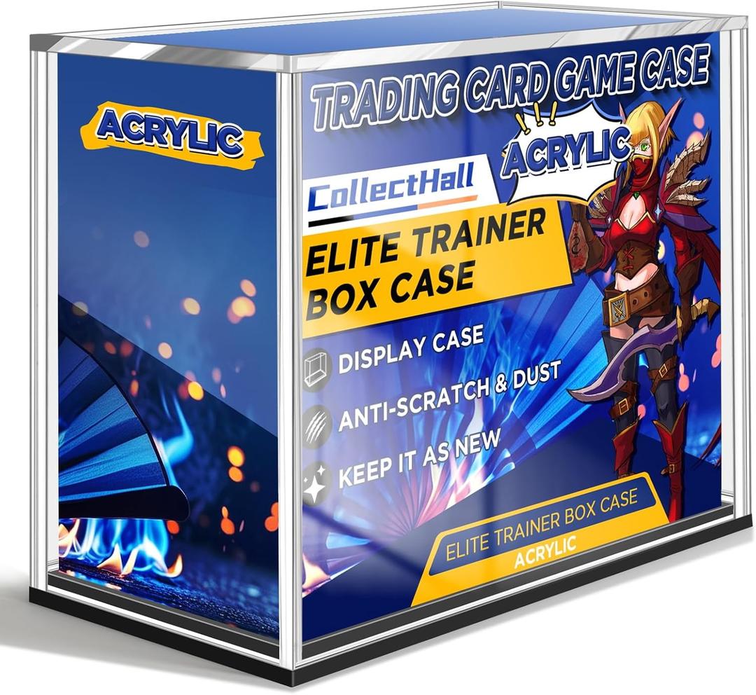 Acrylic Elite Trainer Box Case, Rigid ETB Protector Display Case PKMN ETB Case Elite Trainer Box Case (Ultimate, Black Base)