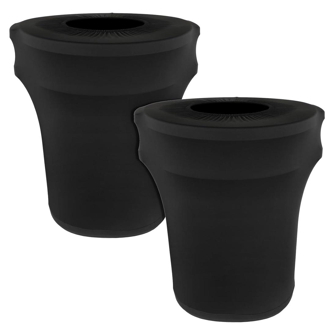 55 Gallon Stretch Spandex Trash Can Cover, 2 Pack Outdoor Fitted Waste Container Cover Round Garbage Can Covers for Wedding Party Commercial Fundraiser Decor, Without Trash Can (Black)