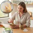 Matcha Whisk Set, 7 Pcs Matcha Kit with Bamboo Tools, Bamboo Design Matcha Bowl, Holder, Scoop, Scoop Rest, Sifter and Tea Towel for Matcha Lovers